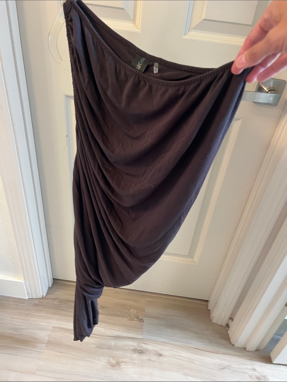 Norma Kamali Asymmetrical Ruched Dress - Dark Brown